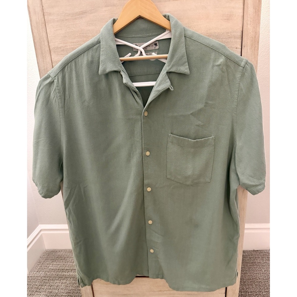 All Saints Men's XXL Sage Green Short Sleeve Button Up Shirt casual beach